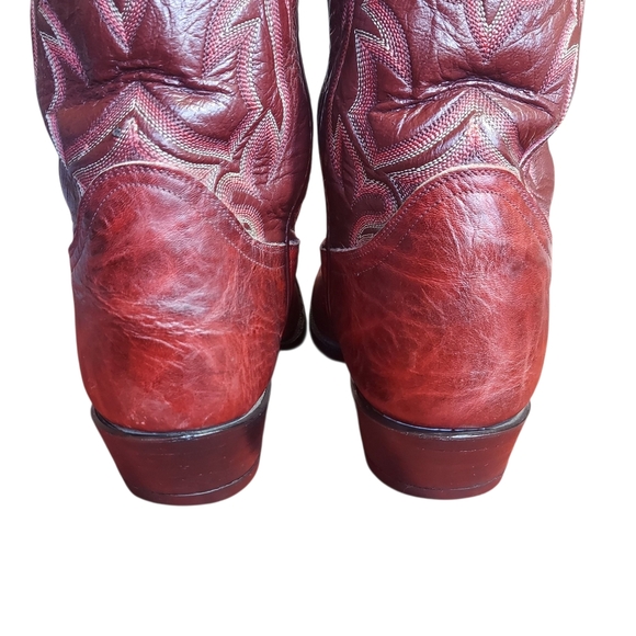Vintage Tony Lama Cherry Mahogany Bbullhide leather boots - Picture 10 of 16